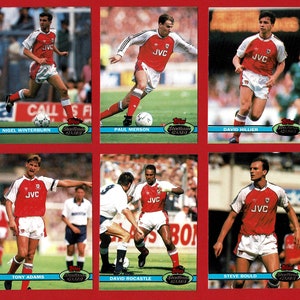 CARTÕES DE FUTEBOL DO ARSENAL - Cartões de futebol Topps originais de 1992 - Cartões colecionáveis do Stadium Club - Futebol - Presente para fãs de futebol dos Gunners (SH16)