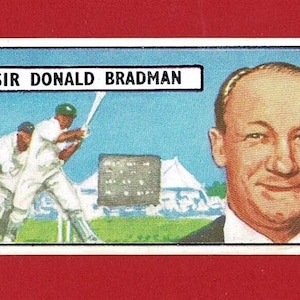 SIR DON BRADMAN - Carte de cricket originale de confiserie des années 1960 - Crème glacée / Thé Lyons & Co. - Batteur de cricket australien (SU02)