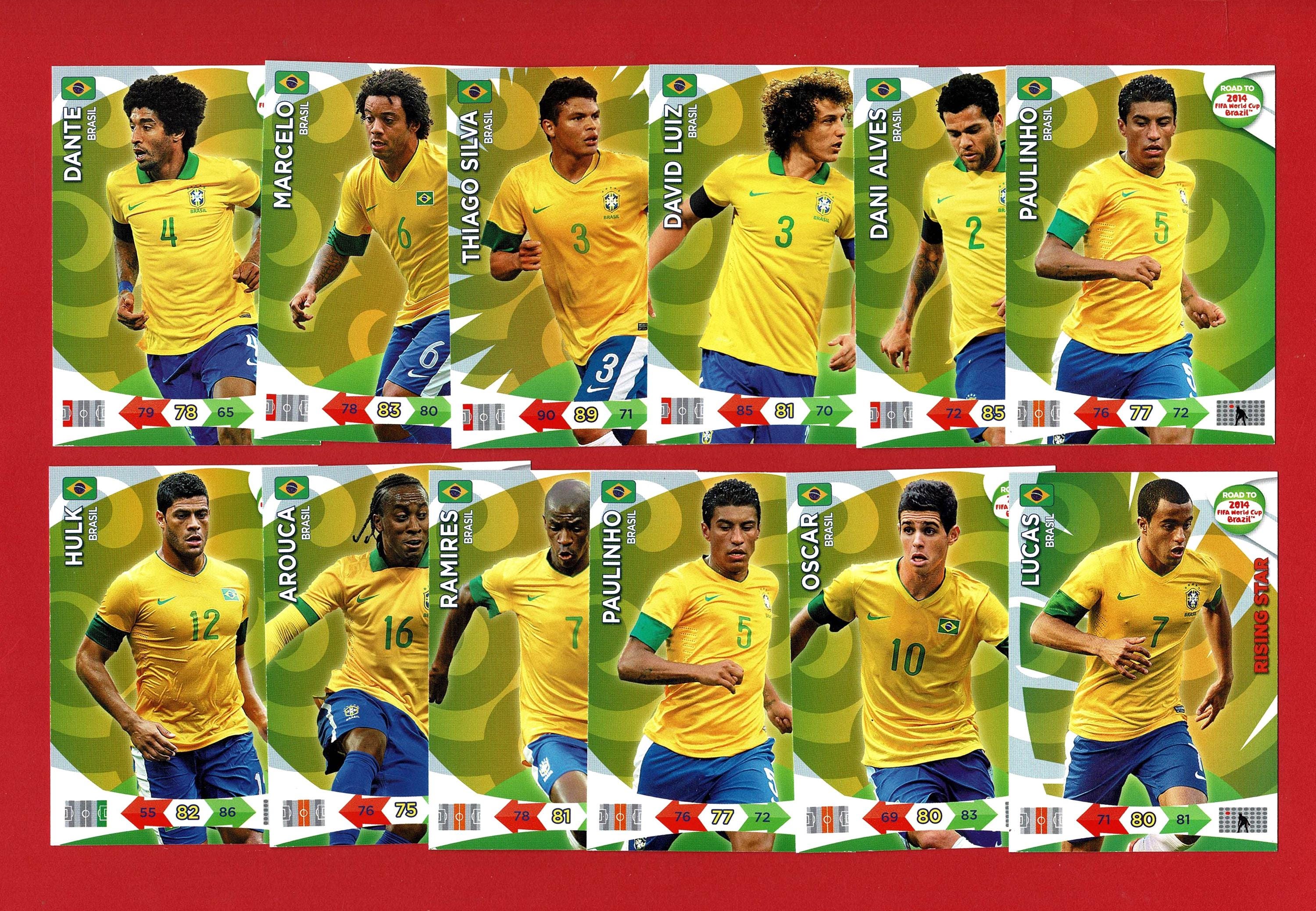 12x BRAZIL FOOTBALLERS - Football Trading Cards - BRAZIL - Panini