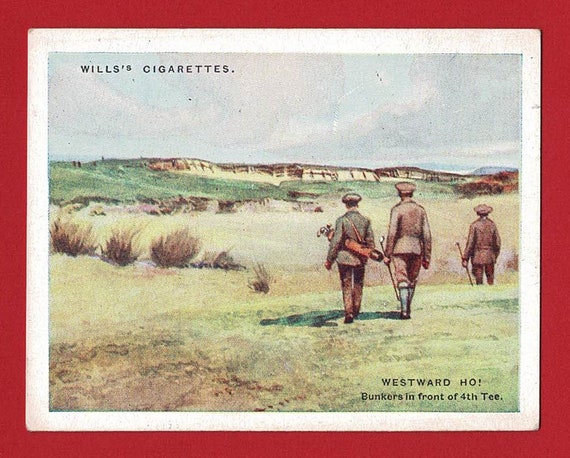 WESTWARD HO! GOLF Course - Vintage Golf Card - Original 1920s Cigarette  Tobacco Card - Wills 'golfing' - Old British Golf Collectable (LG13)