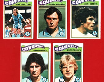COVENTRY CITY F.C. FOOTBALLERS - Original 1978 Football Gum Cards - Coventry City Football Club - Topps Gum Cards - Soccer Fan Gift (RI05)