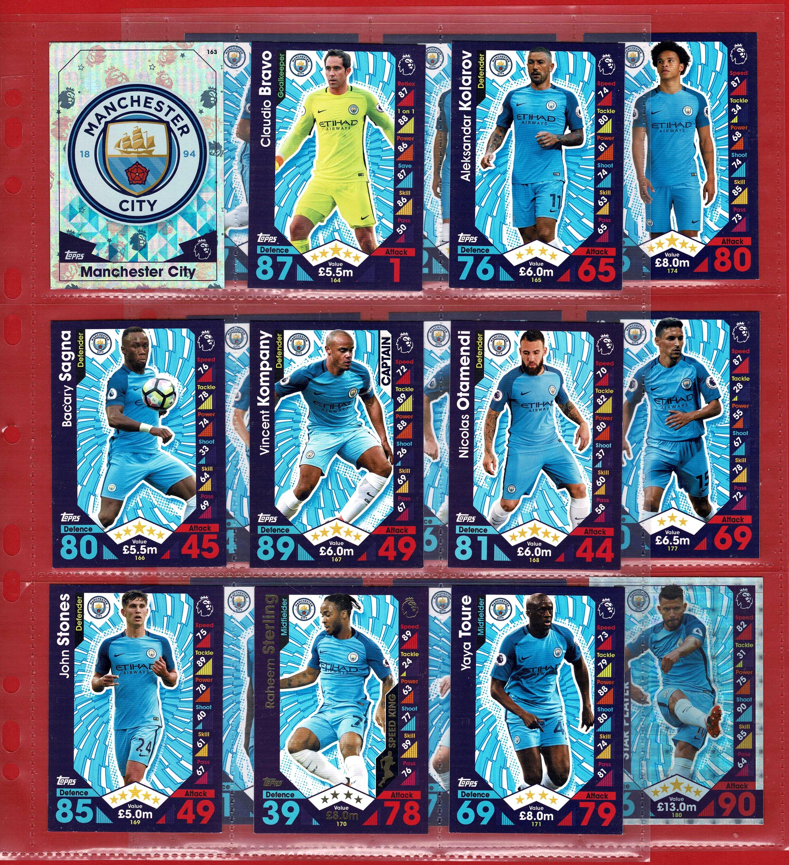 MANCHESTER CITY F.C. - 18x Original Football Trading Cards Inc. 2
