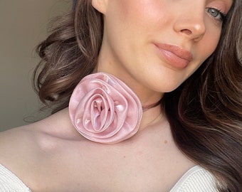 Vintage Rose Blume Choker Halskette, elegante lila Rosette Choker, viktorianischen Floral Choker handgefertigt