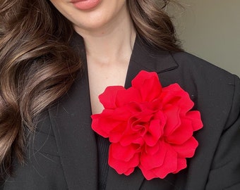 Large Floral Brooch, Flower Brooches for Women, Elegant Rose Shoulder Pin, Romantic Outfit Accessory