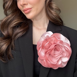 Large Flower Brooch, Silk Flower Brooches, Handmade Rose Easter Pin, Big Floral Jewellery