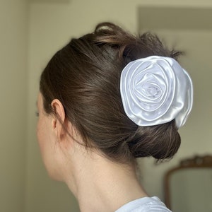 White Rose Flower Hair Clip