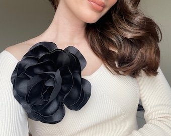 Silk Flower Brooch: Handmade Multi-Colour Rose Floral Brooches, Dress Pin for Women