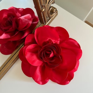 Oversize Red Flower Brooch