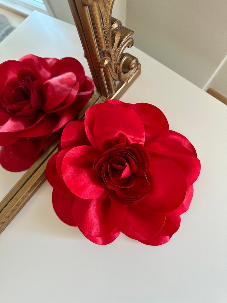 Oversize Red Flower Brooch