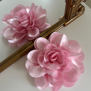 Oversize Pink Fabric Flower Brooch