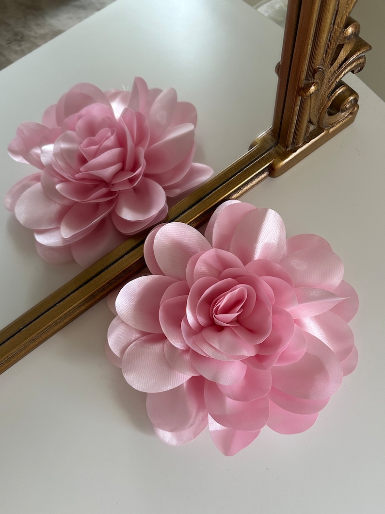 Oversize Pink Fabric Flower Brooch