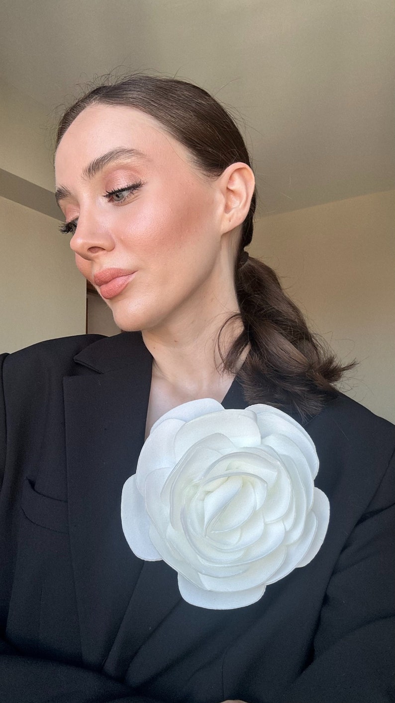 Silk Rose Bridal White Brooch