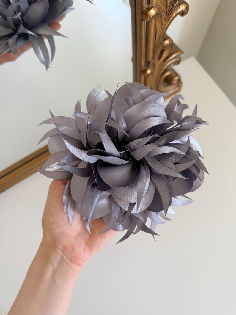 Gray Chrysanthemum Pin, Cottagecore Jewelry for Women