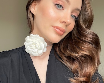 Handmade Silk Flower Rose Choker Necklace: Cottagecore Necklaces in multiple colours, Bridal Party Jewelry