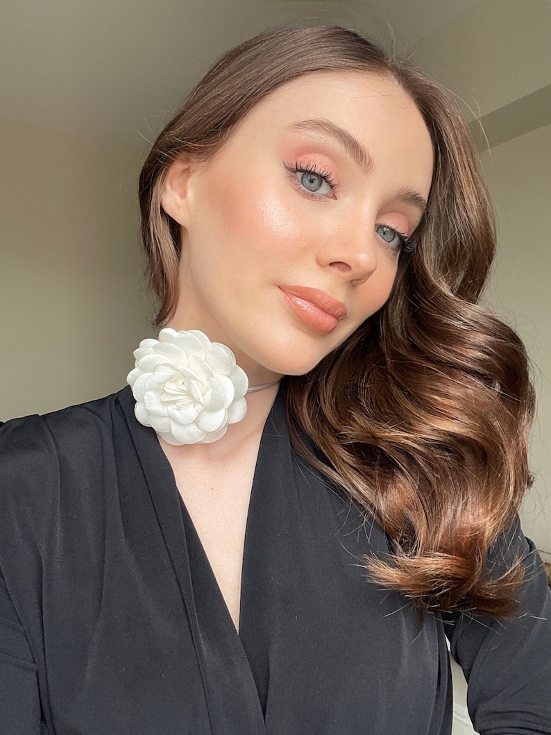 White Rose Flower Choker Necklace