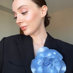 Silk Blue Flower Brooch