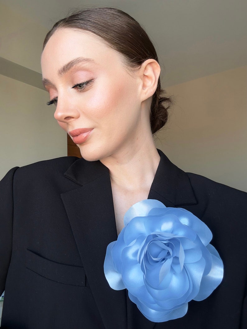 Silk Blue Flower Brooch