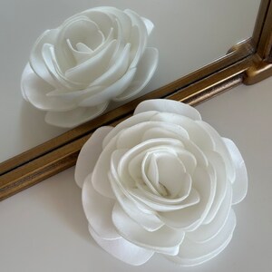 White Silk Rose Large Brooch