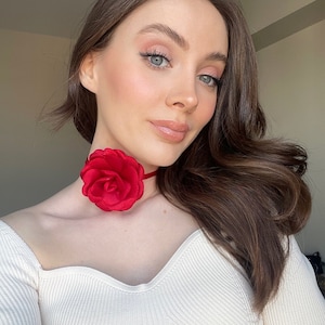 Red Rose Flower Choker Necklace