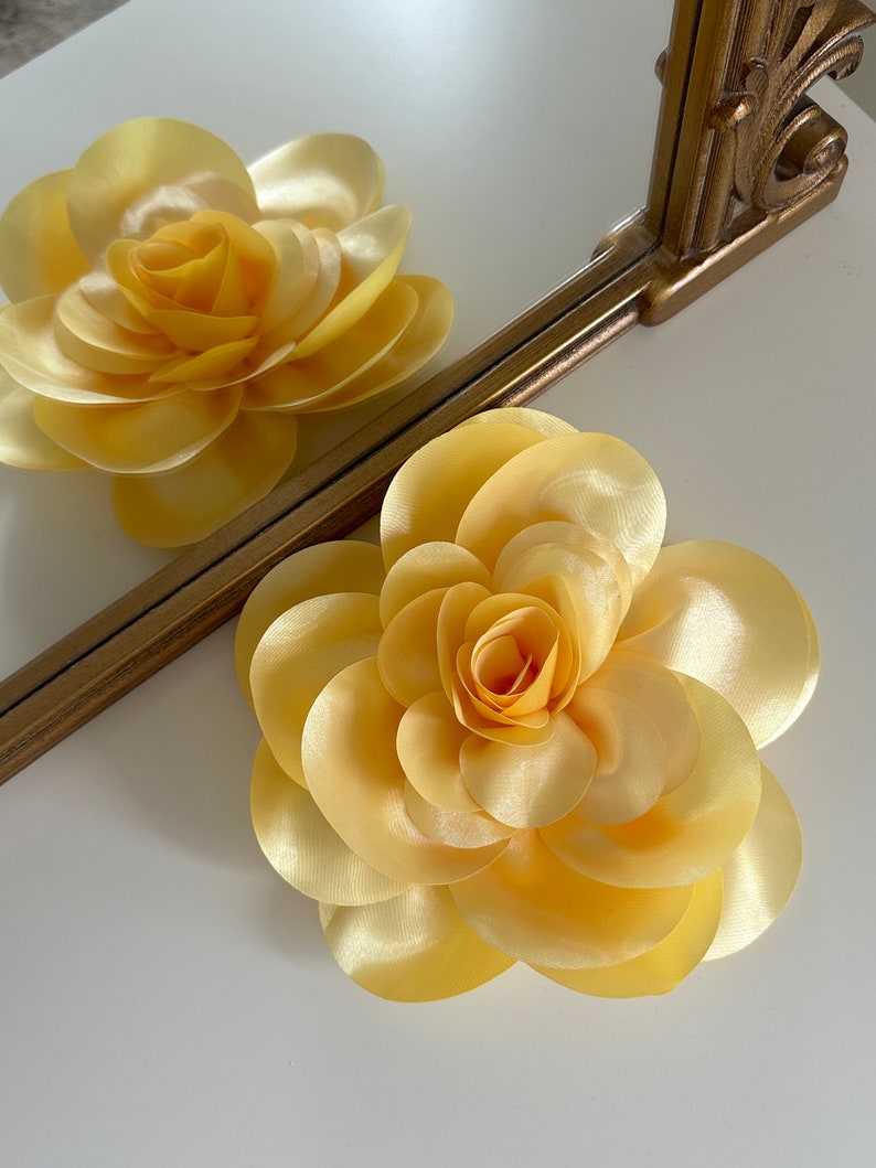 Oversize Yellow Fabric Flower Brooch