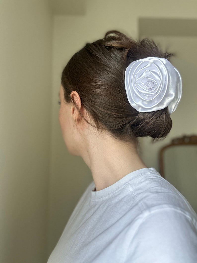 White Rose Flower Hair Clip