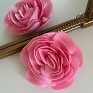 Pink Silk Rose Large Brooch