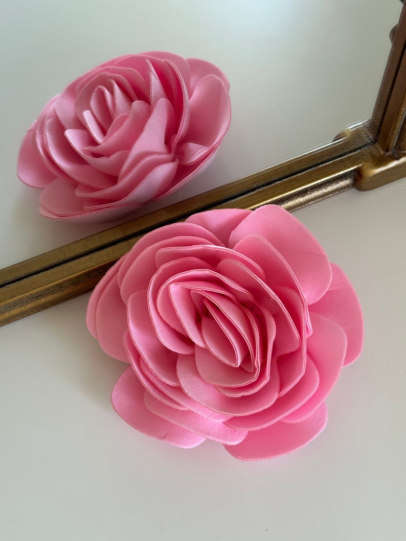 Pink Silk Rose Large Brooch