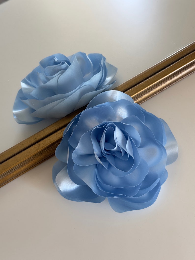 Silk Blue Flower Brooch