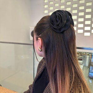 Black Rose Flower Hair Clip