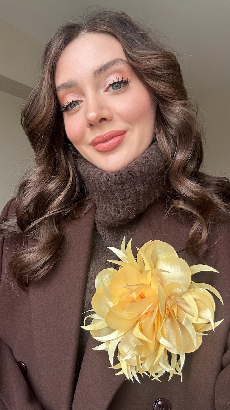 Oversized Yellow Flower Brooch