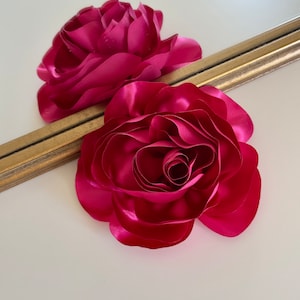 Fuchsia Silk Rose Flower Brooch