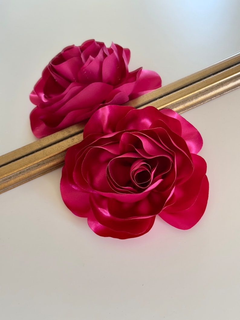 Fuchsia Silk Rose Flower Brooch