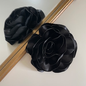 Fabric Black Flower Brooch Pin