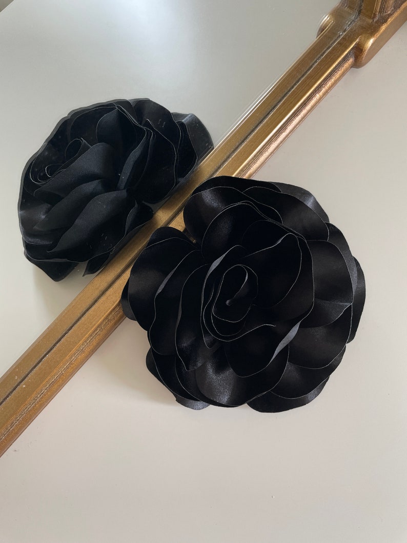 Fabric Black Flower Brooch Pin