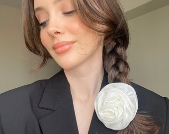 Vintage Rose Hair Clip, Broche de pelo de flor blanca, Accesorios para el cabello para mujeres, Regalo para niña