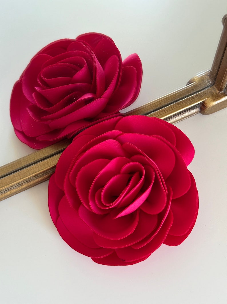 Red Silk Rose Large Brooch
