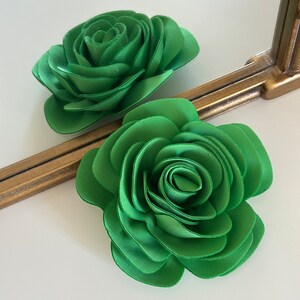 Green Silk Rose Large Brooch