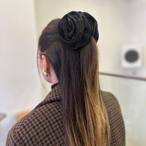 Black Rose Flower Hair Clip