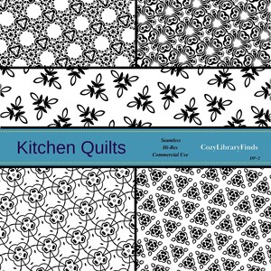 Küchenquilts - Digitale Muster: Nahtlose, druckbare Designs für Hintergrund, Scrapbooking und Design (Sofortiger Download, kommerzielle Nutzung)