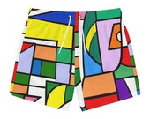 Mens Picasso Swim Trunks, Cubism Pattern Swim Suit, Men 39 s Bathing Suit, Original Art