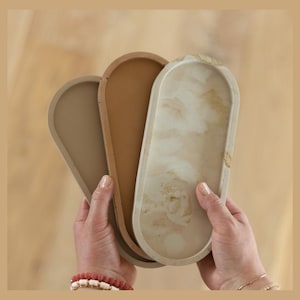 oval concrete tray | soap bottle tray | jewelry tray | bathroom + kitchen sink decor | modern soap dish | vanity tray | marble tray