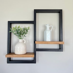 floating plant shelf | wooden display shelf | rectangular framed wall shelf | crystal shelf | picture frame shelf | modern wall shelf