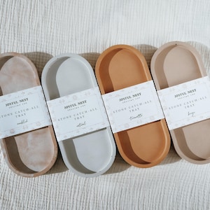 Oval Concrete Catchall Tray | Modern Kitchen & Bathroom Decor | Jewelry + Accessory Tray | Vanity Tray