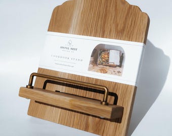 wooden cookbook stand + holder | recipe holder | recipe stand | wooden tablet stand | book stand | vintage kitchen decor | cookbook display
