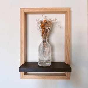 floating wooden display shelf | plant shelf | rectangular framed wall shelf | crystal shelf | picture frame shelf | modern wall shelf