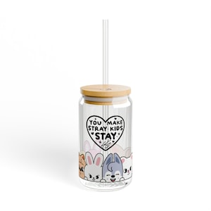 Cute Stray Kids SKZOO Sipper Glass, 16oz