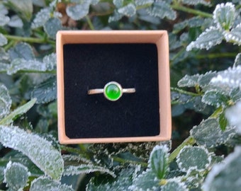 Beautiful Handmade Silver and Recycled Emerald Green glass ring