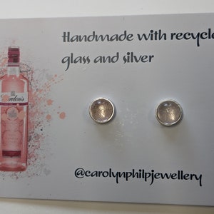 Pink Gin glass and silver earrings