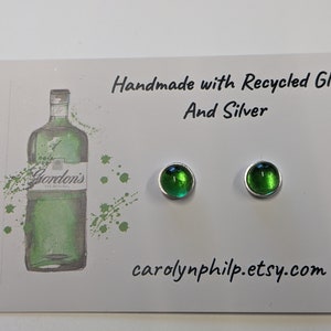 Gordon&#39;s Gin green glass and silver earrings