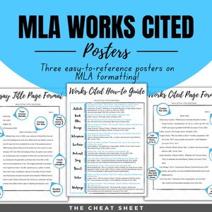 Pósteres citados de obras de MLA; ¡Carteles para el aula de inglés de la escuela secundaria o secundaria! Un conjunto de 3 carteles.